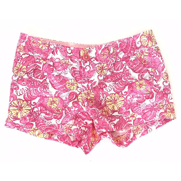 Lilly Pulitzer | Chum Bucket Print Womens Size 0 Pink Shorts - Picture 2 of 8